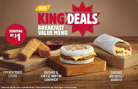 burger king breakfast menu usa